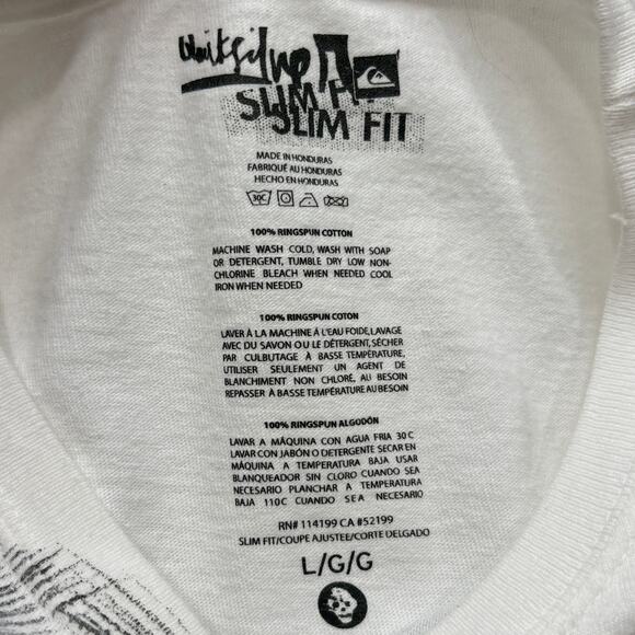 Quiksilver Mens Size L Graphic Tee T-Shirt Y2K Slim Fit White Surf Snowboard - Picture 9 of 13